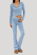 Gestrickter zweiteiler | loungewear für damen – Blau