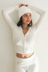Gestrickter zweiteiler | loungewear für damen – Weiß