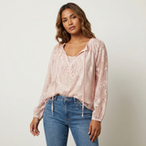 Luftige Spitzenbluse mit bohemian Ausstrahlung - Kelly – Rosa