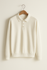 Luke Strick Poloshirt Langarm – Weiß