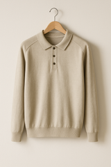 Luke Strick Poloshirt Langarm – Beige
