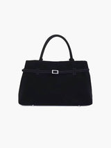 Elegante Handtasche aus Wildlederimitat – Schwarz