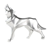 LupoForm – Geometrische Ulvenstatue mit scharfkantigem Design für moderne Räume – Silber