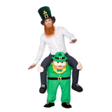 Unisex Halloween Aufsitz-Kostüm | Illusionsdesign & Einteiler – Grüner Kobold