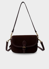 Damen Umhängetasche Wildleder – Kleine Crossbody Tasche Vegan & Vintage – Kaffee