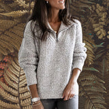 Cacillie - Oversize-Pullover mit Reißverschluss – Grau