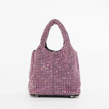 Glitzernde Strass Abendtasche Damen – Mini Clutch mit Schulterkette – Rosa