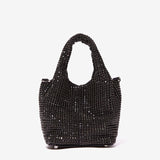 Glitzernde Strass Abendtasche Damen – Mini Clutch mit Schulterkette – Schwarz