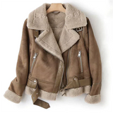 Macie - Lederjacke mit Sherpa-Futter – Braun