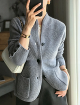 Lässige Strickjacke für Damen | Mit Knopfleiste – Grau