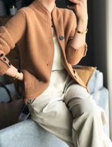 Lässige Strickjacke für Damen | Mit Knopfleiste – Kamel