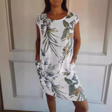 Marije | Bequemes Kleid mit Rundhalsausschnitt – Weiß (7 weitere auf Lager)