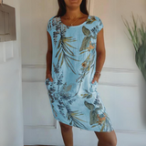 Marije | Bequemes Kleid mit Rundhalsausschnitt – Hellblau