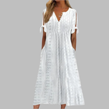 Alice - Elegantes Sommer-Boho-Midikleid – Weiß