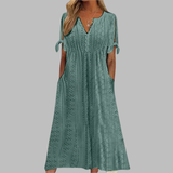 Alice - Elegantes Sommer-Boho-Midikleid – Dunkelgrün