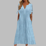 Alice - Elegantes Sommer-Boho-Midikleid – Blau