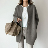 Miline - Lässige Strickjacke mit langen Ärmeln – Grau