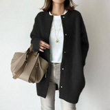 Miline - Lässige Strickjacke mit langen Ärmeln – Schwarz