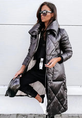 Warmer gesteppter baumwollparka für damen/herren für herbst und winter – Schwarz