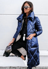 Warmer gesteppter baumwollparka für damen/herren für herbst und winter – Blau