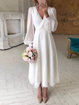 Damenkleid für festliche Anlässe | Midilänge – Weiß