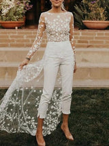 Weißer Braut-Jumpsuit | Elegante – Weiß