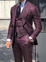 Moderner Slim Fit Hochzeitsgast Anzug Für Herren | 3-Teilig – Burgund