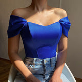 Madonna | Stilvolles modernes Korsett Mode Top – Blau