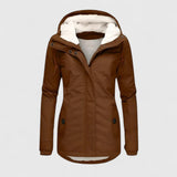 Amélie | Warmer wasserdichter Wintermantel mit Kapuze – Khaki