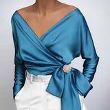 Davina - Bluse aus Seide – Blau