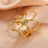 Meloni – Verstellbarer Ring Im Gänseblümchen-Gestaltung – Goldfarben