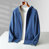 Ayalon - Wendbarer Kaschmir Kapuzenpullover – Blau-Grau