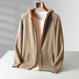 Ayalon - Wendbarer Kaschmir Kapuzenpullover – Khaki-Orange