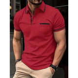 Ethan | Slim-Fit Poloshirt mit Kontrast – Rot
