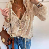 Manuela | Zeitlose Bluse mit Spitzendetail – Khaki