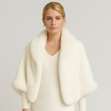 Marcelline | Perlenbesetzter Winter-Quastenumhang – Beige