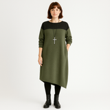 Maren | Zeitgenössisches Blockkleid – Olivgrün