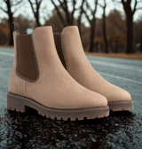 Nicole | Profilsohle Blockabsatz Stiefeletten – Beige