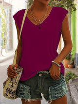 Marie | Elegantes T Shirt mit V Ausschnitt – Fuchsie