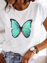 Marina | Lässiges locker sitzendes Sommer T Shirt – Schmetterling