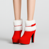 Marivelle | Plüsch-Winterstiefel mit Schleife – Rot