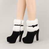 Marivelle | Plüsch-Winterstiefel mit Schleife – Schwarz