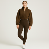 Marlis | Fleecegefüttertes Yoga-Outfit-Set – Braun