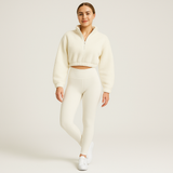 Marlis | Fleecegefüttertes Yoga-Outfit-Set – Weiß