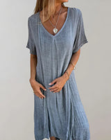 Darian – Leichtes Kleid aus Baumwollleinen – Grau