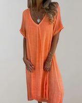 Darian – Leichtes Kleid aus Baumwollleinen – Orange