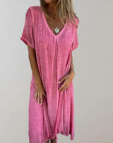 Darian – Leichtes Kleid aus Baumwollleinen – Rosa