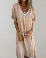 Darian – Leichtes Kleid aus Baumwollleinen – Beige