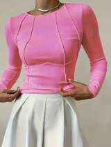 Martina | Klassisches elegantes Langarm Top – Rosa