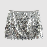 Matilda | Glamouröser Pailletten Minirock – Silber